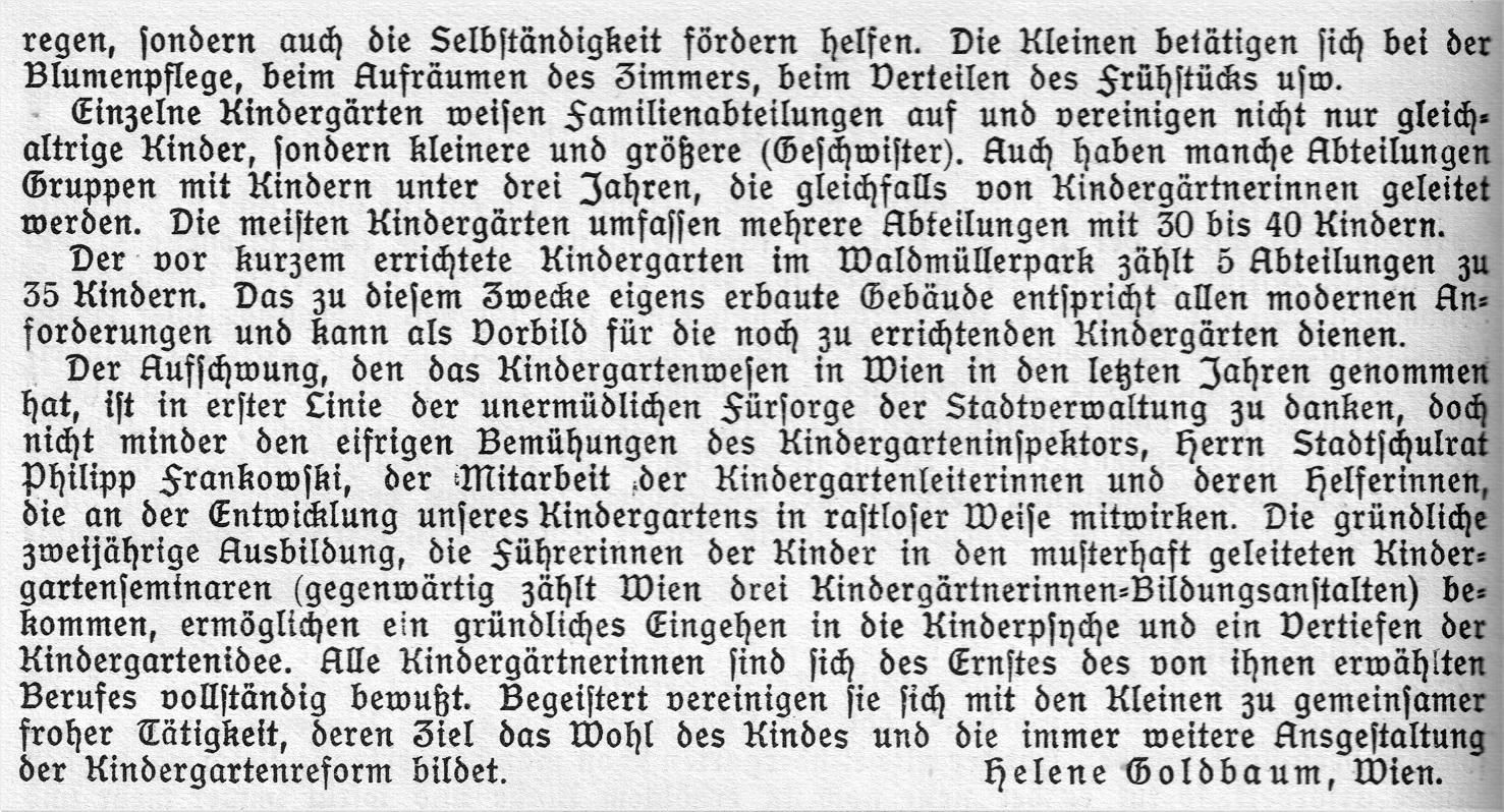 Bericht über die Kindergärten in Wien aus dem Jahre 1926 Quelle Ida Seele Archiv 89407 Dillingen Teil 2